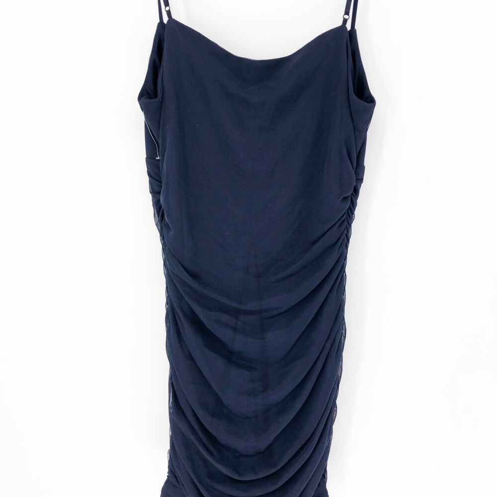 EMERALD SUNDAE JUNIORS Gathered Mini Dress XL Navy Blue Bodycon Ruched NWT - Picture 6 of 9